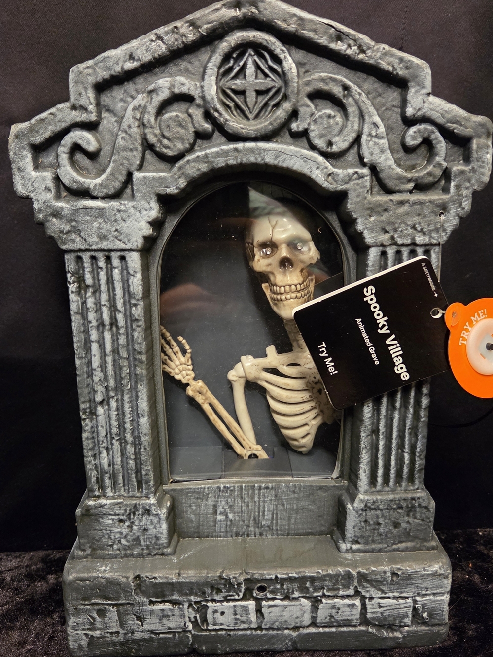 Spooky Village Animated Grave Stone Lights And Sounds Anamatronic BRAND NEW 12"